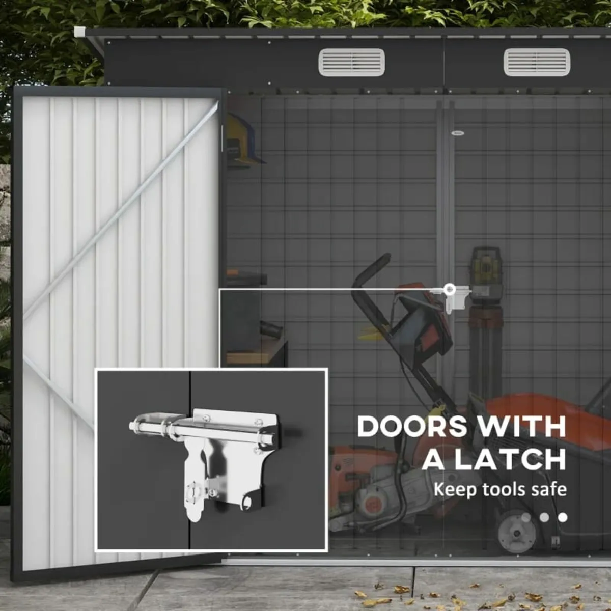 3.7 x 7.9ft Galvanised Steel Shed, with Latched Do - Image 4