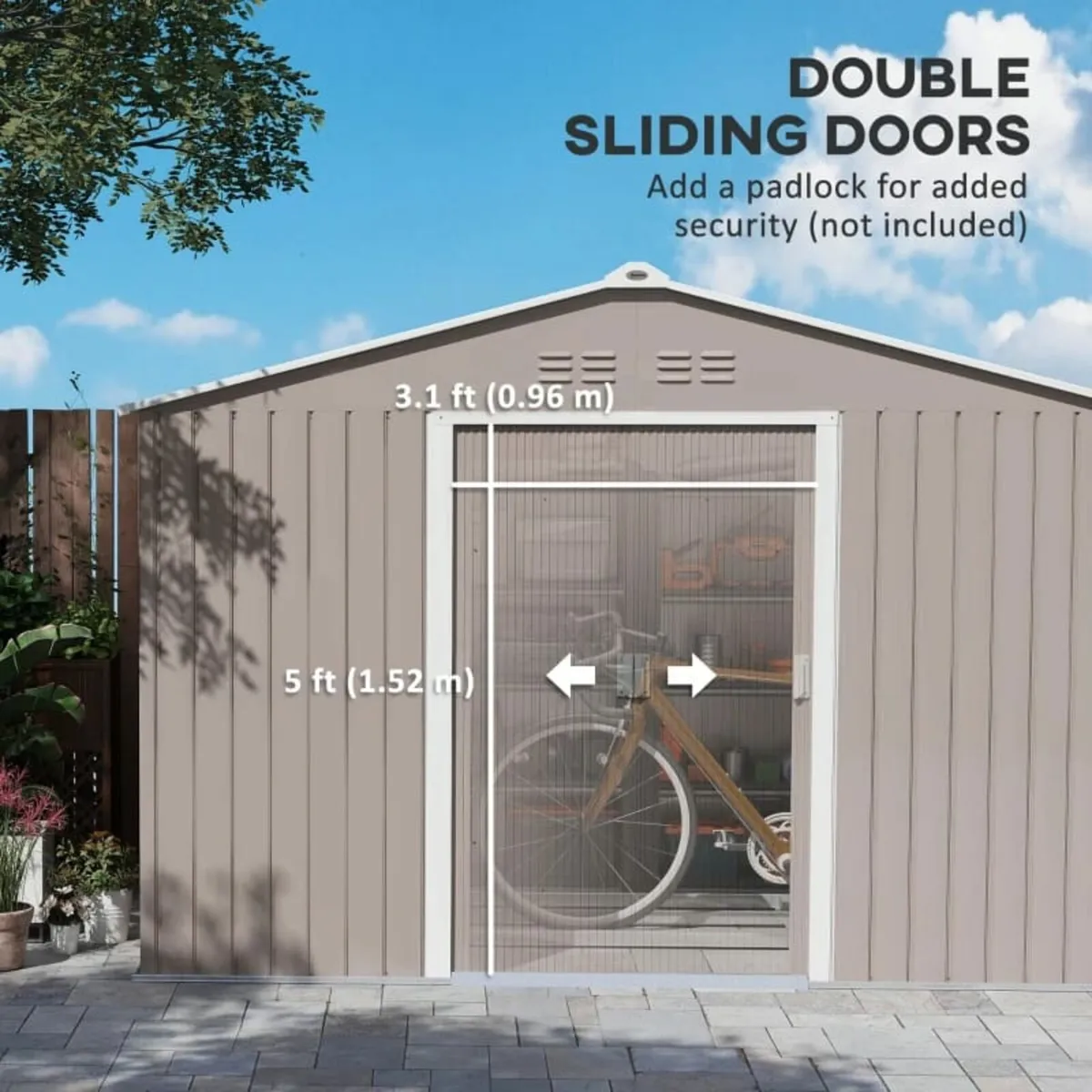 Metal Tool Shed with Sliding Doors and Ventilation - Image 4
