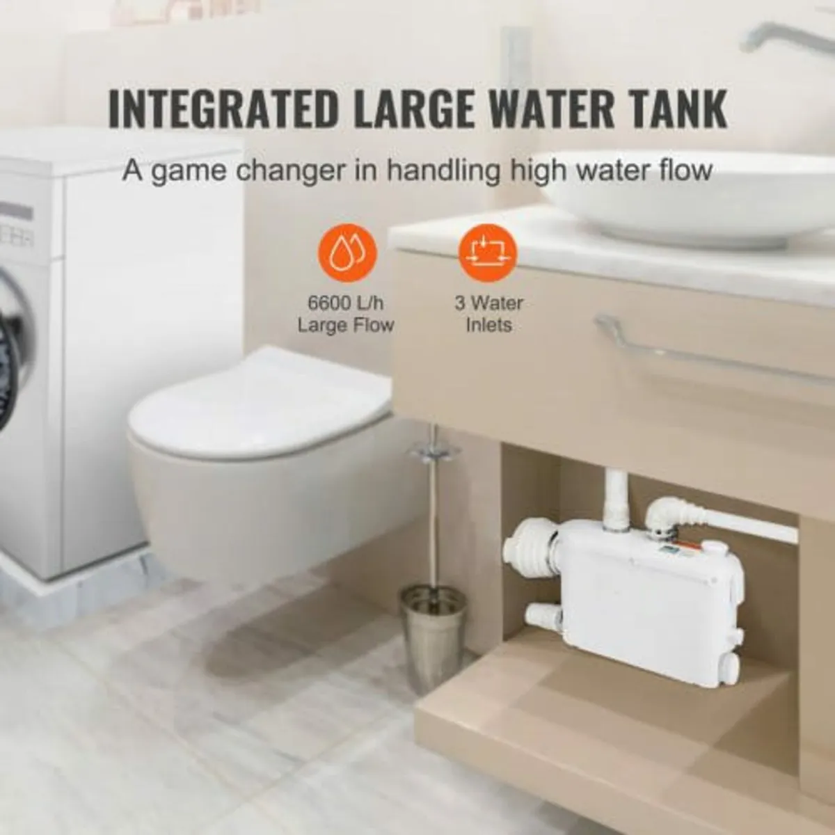 Macerator Pump, 500W, 6600 L/h Flow, 26.2 ft/8 m H - Image 4