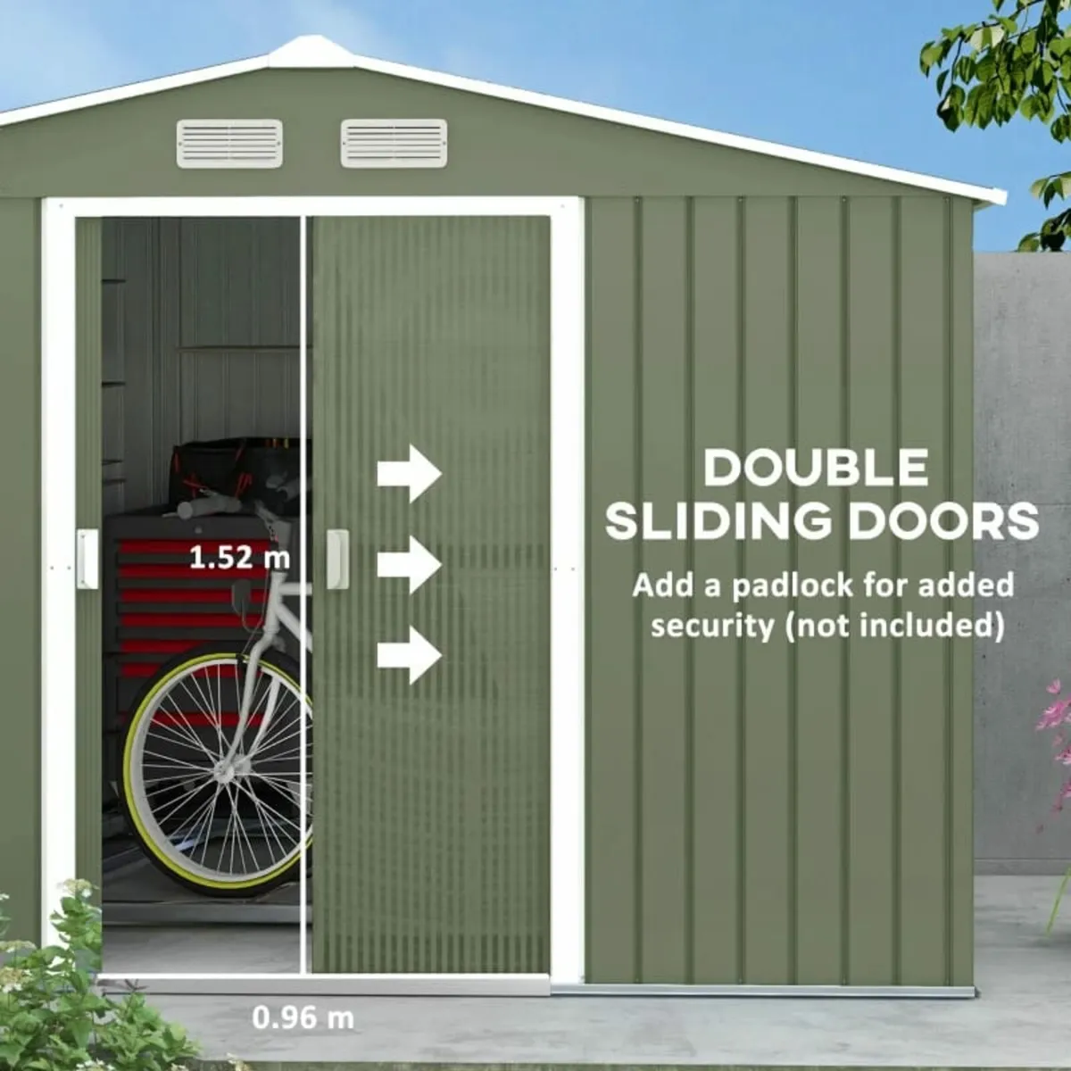 9 x 6FT Metal Storage Shed, Outdoor Storage Shed, - Image 2