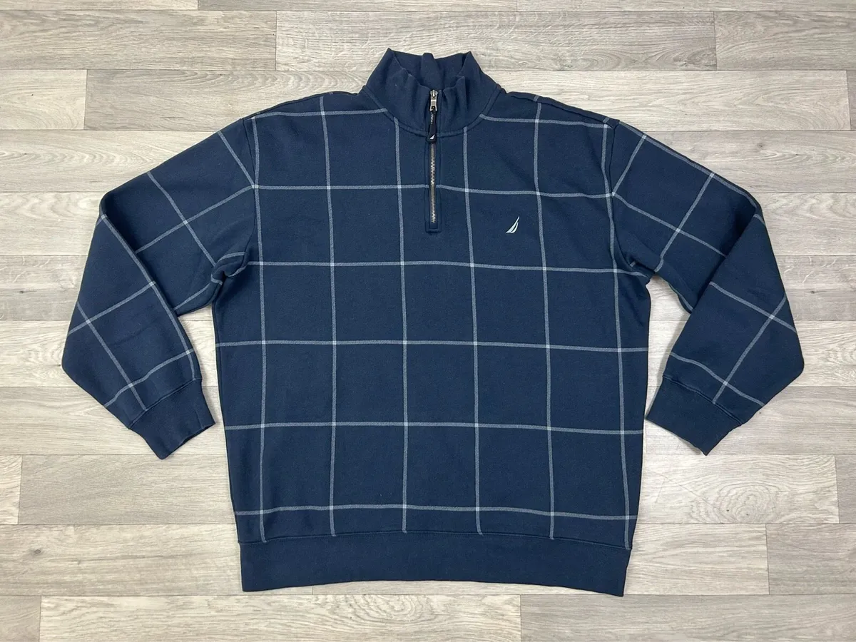 Nautica Half Zip Check Jumper Mens XXL - Image 1