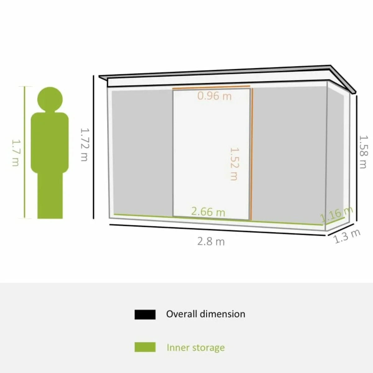 9ft x 4ft Corrugated Garden Metal Storage Shed Out - Image 2