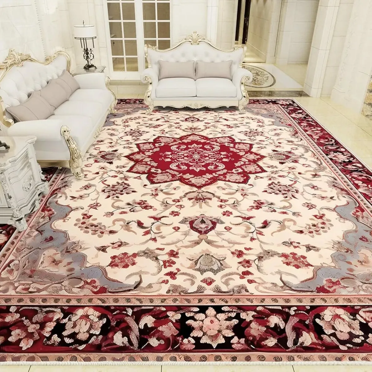 Vintage Area Rug for Living Room - Traditional Flo - Image 1