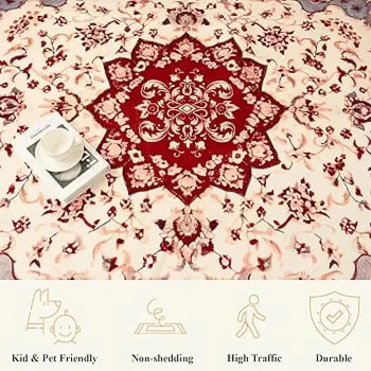 Vintage Area Rug for Living Room - Traditional Flo - Image 2