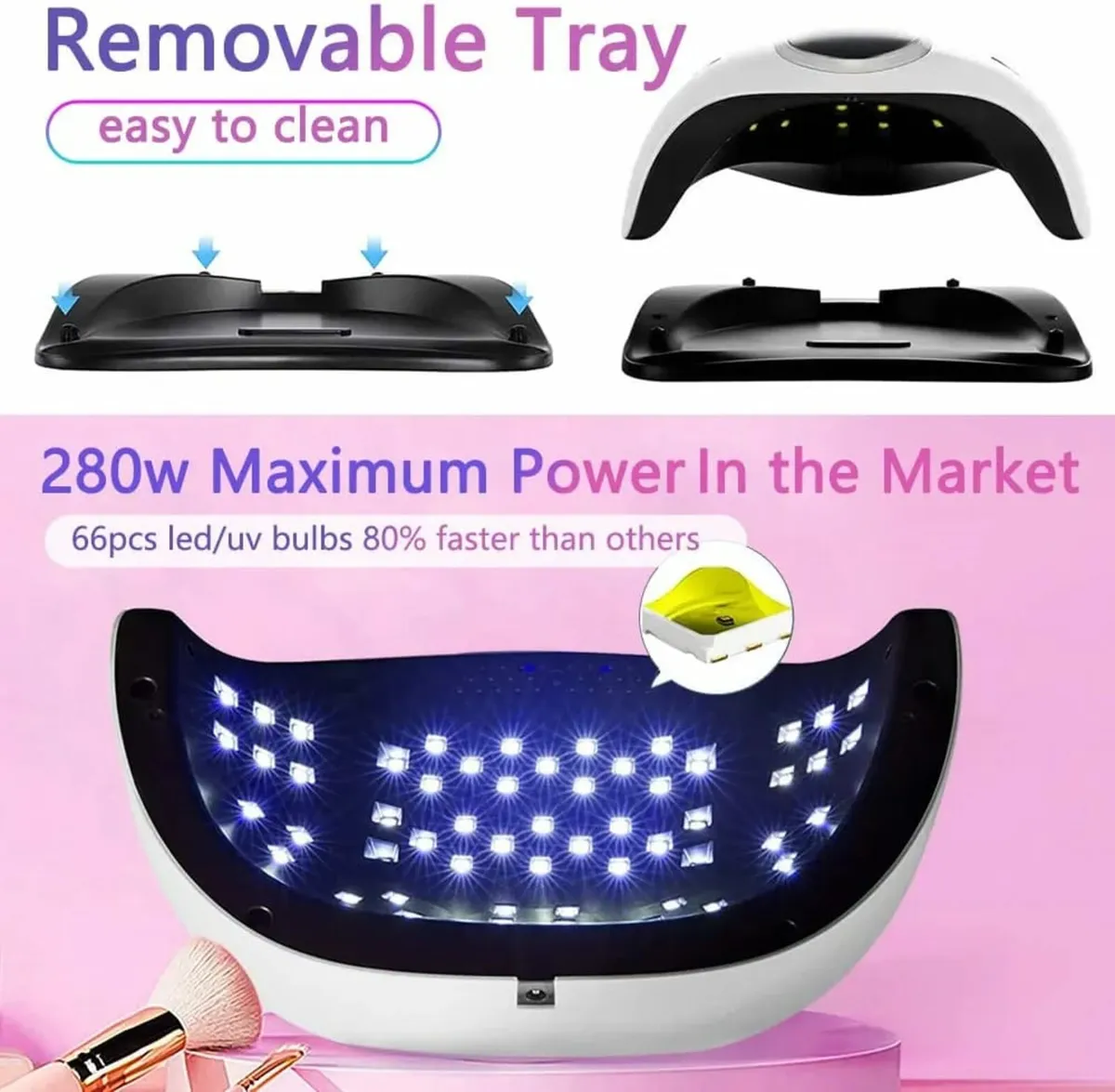 280W UV LED Nail Lamp, Fast Nail Curing Lamps for - Image 3