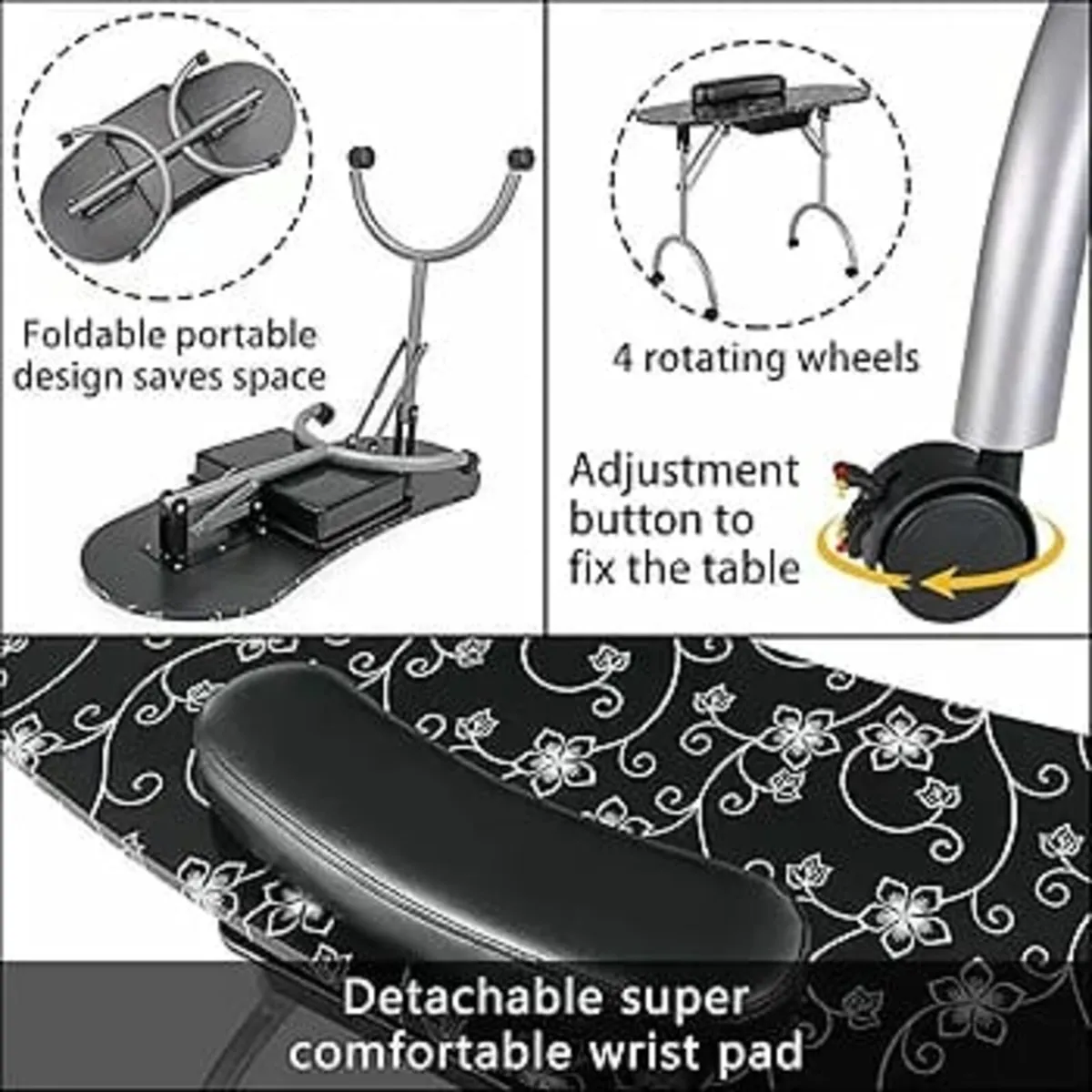 Professional 36''L Portable & Foldable Manicure Ta - Image 4