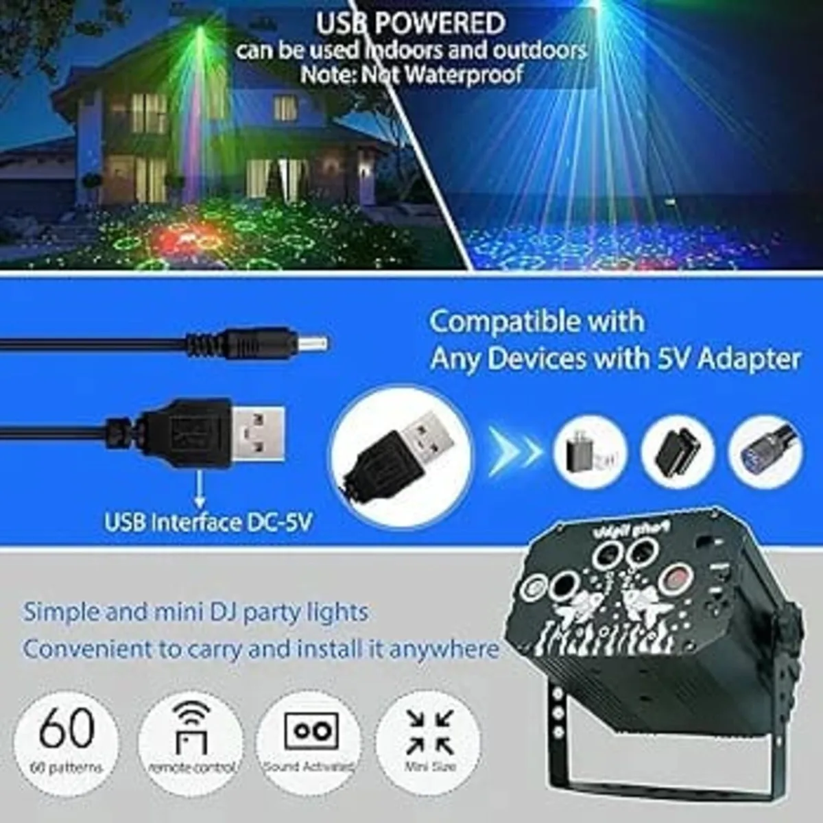 Dj Disco Party Light, Sound Activated Disco Strobe - Image 4