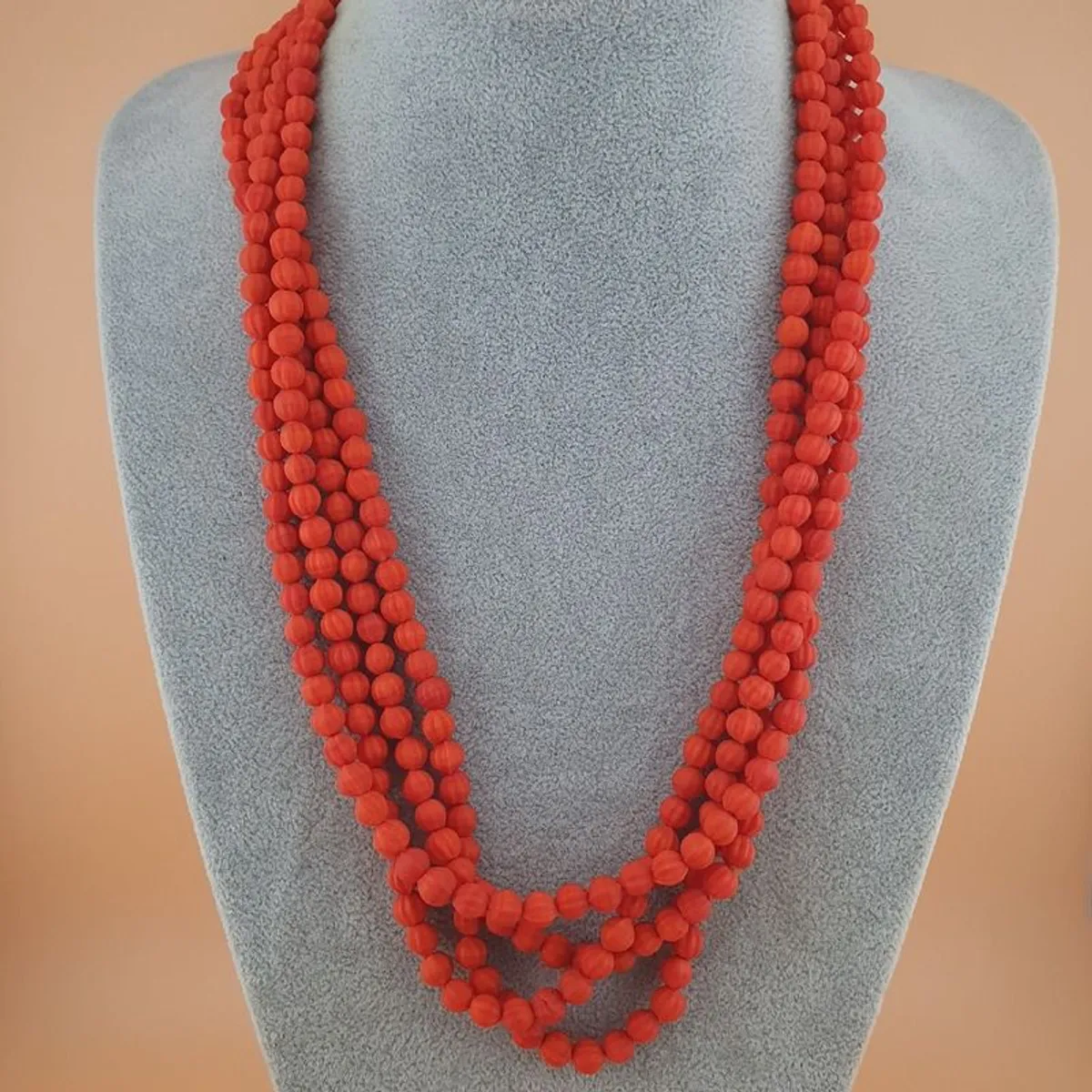 Lot of 4 Vintage Melon Shape African Style Glass Beads Necklace - Image 3