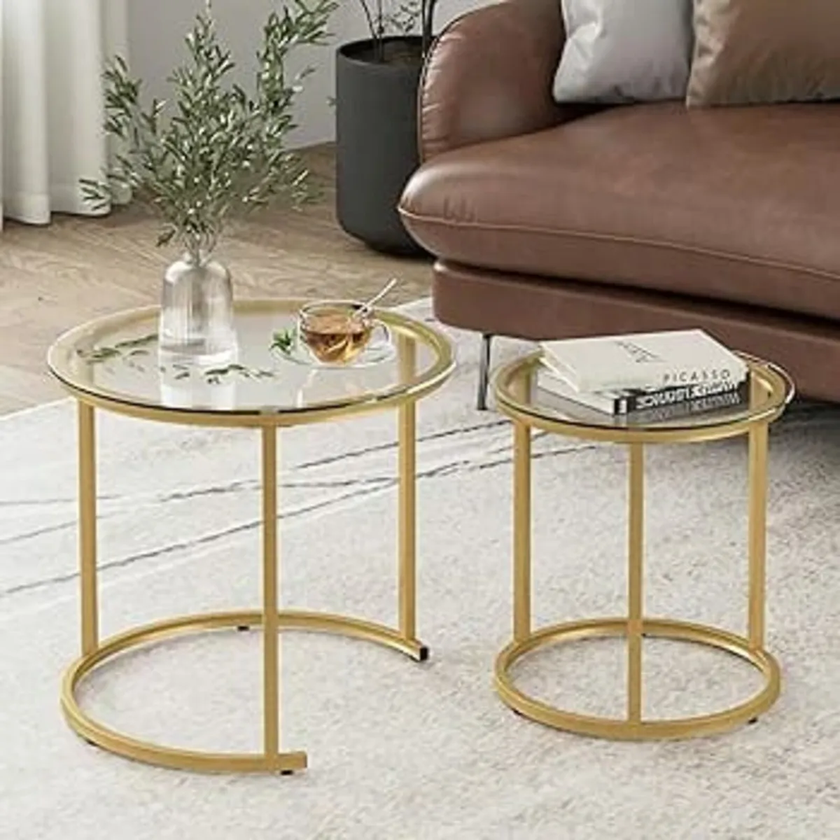 Round Nesting Coffee Tables, Removable Set of 2 En - Image 2