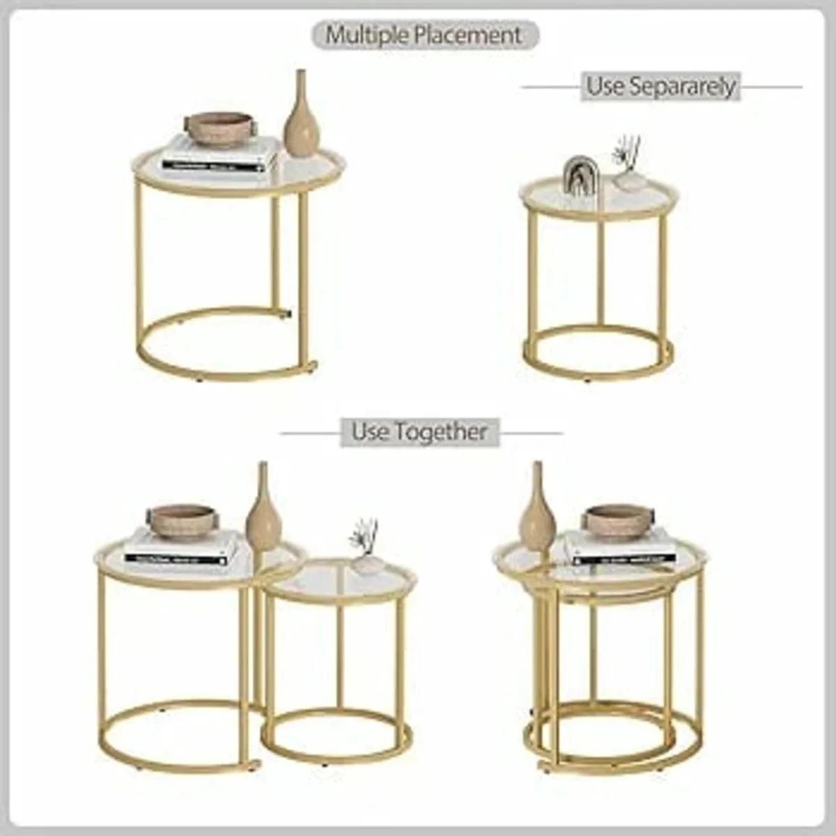 Round Nesting Coffee Tables, Removable Set of 2 En - Image 4