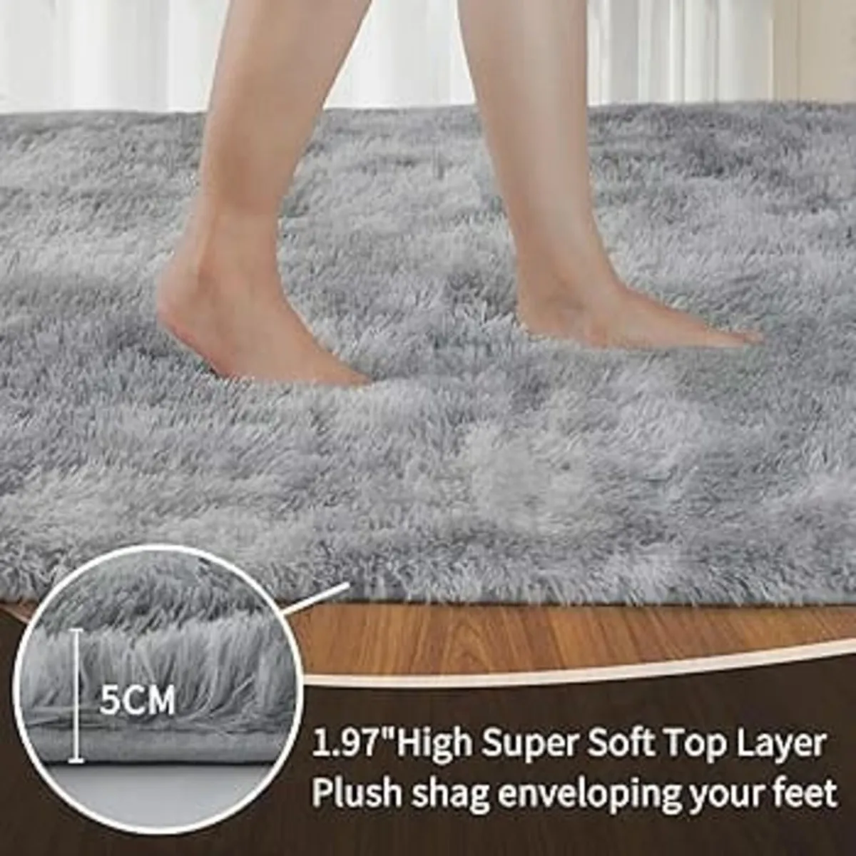 Rugs Living Room 200x300cm, Grey Area Rugs for Bed - Image 2