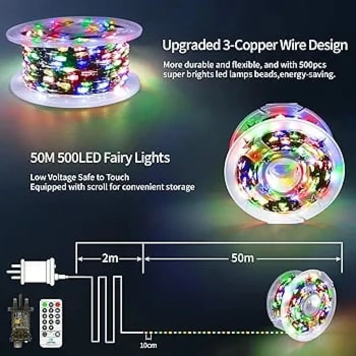 50 M 500 LED Fairy Lights Plug in Outdoor Christma - Image 4