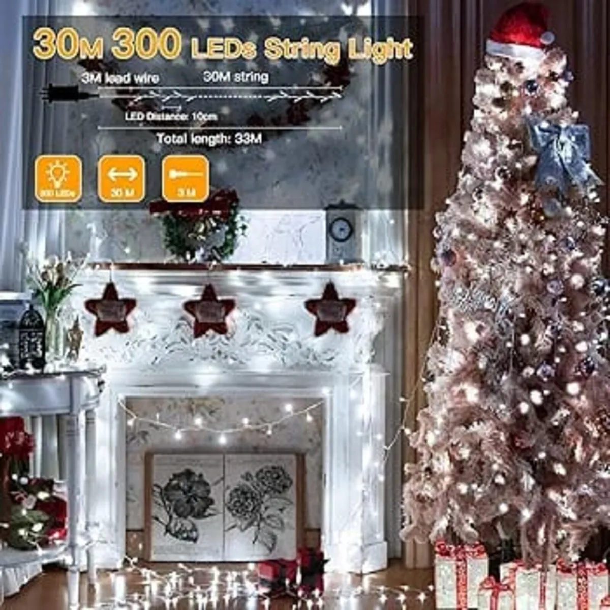 Ollny Christmas Tree Lights, 30m 300 LED Fairy Lig - Image 2