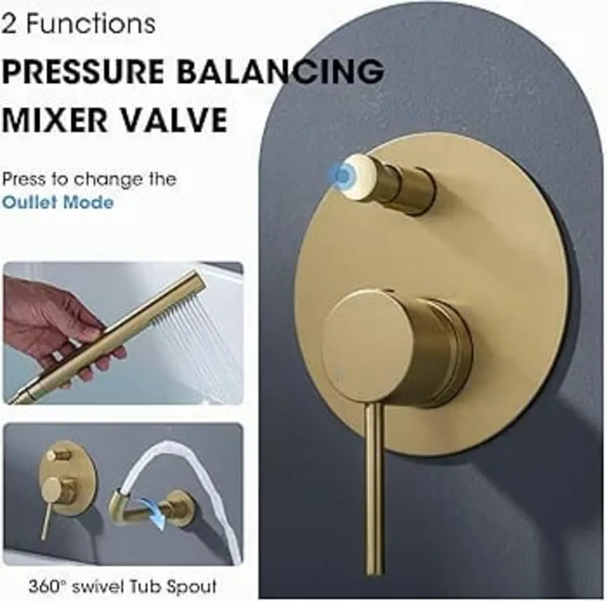 Bathroom Brass Bathtub Mixer Taps Bath Filler Spou - Image 3