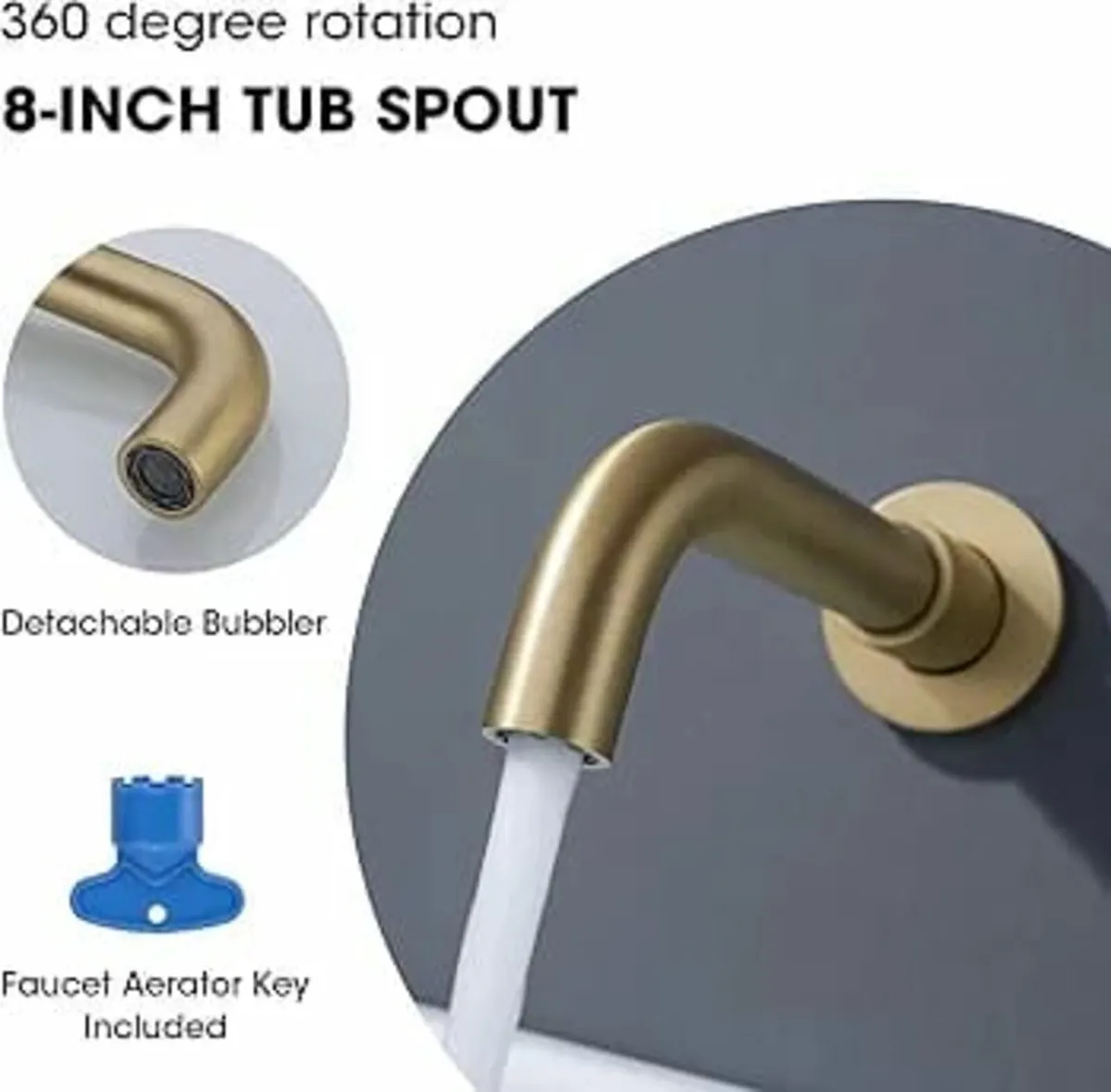 Bathroom Brass Bathtub Mixer Taps Bath Filler Spou - Image 4