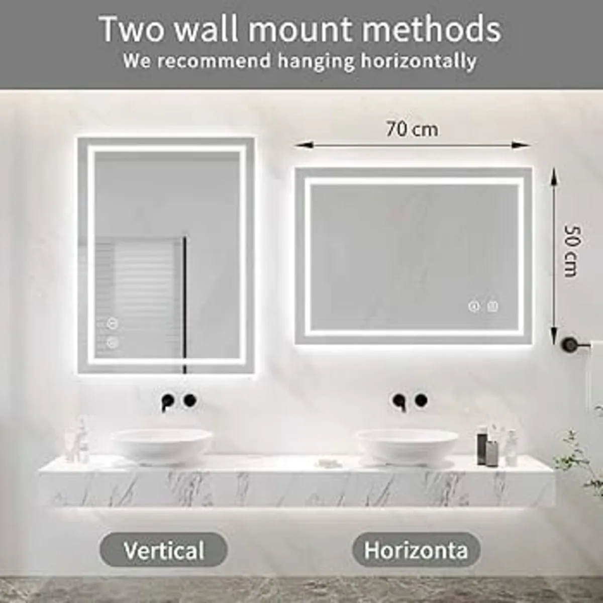 Bathroom Mirror with LED Lights, 500 * 700 MM Illu - Image 3