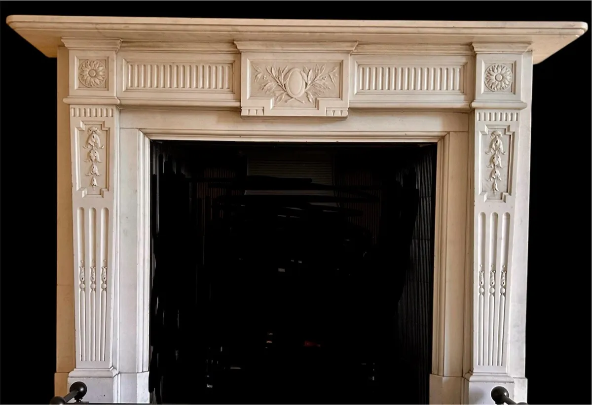 Antique carved marble fireplace - Image 1