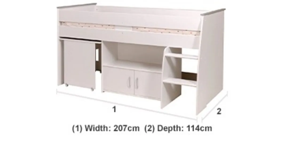 Single raised bed, pull out desk, press and Emily - Image 2