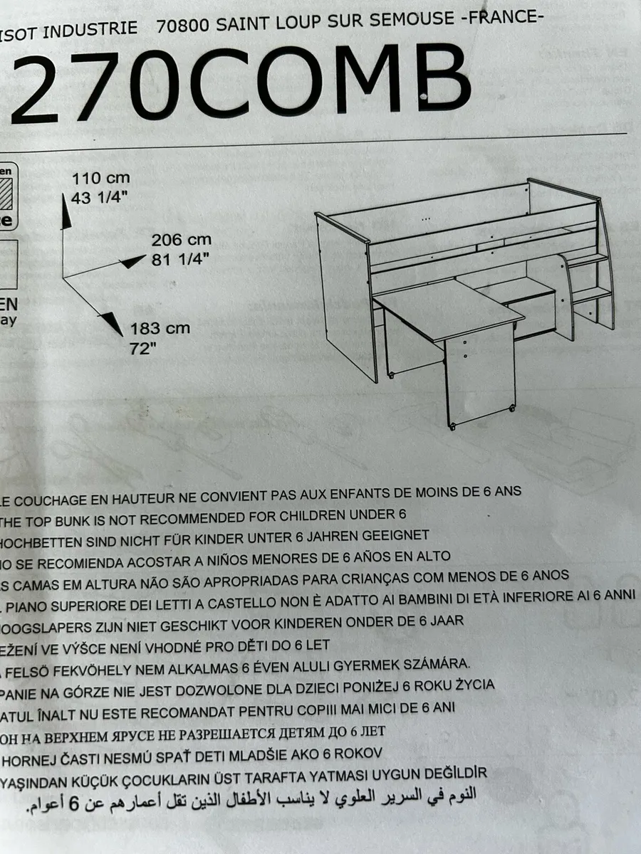 Single raised bed, pull out desk, press and Emily - Image 4