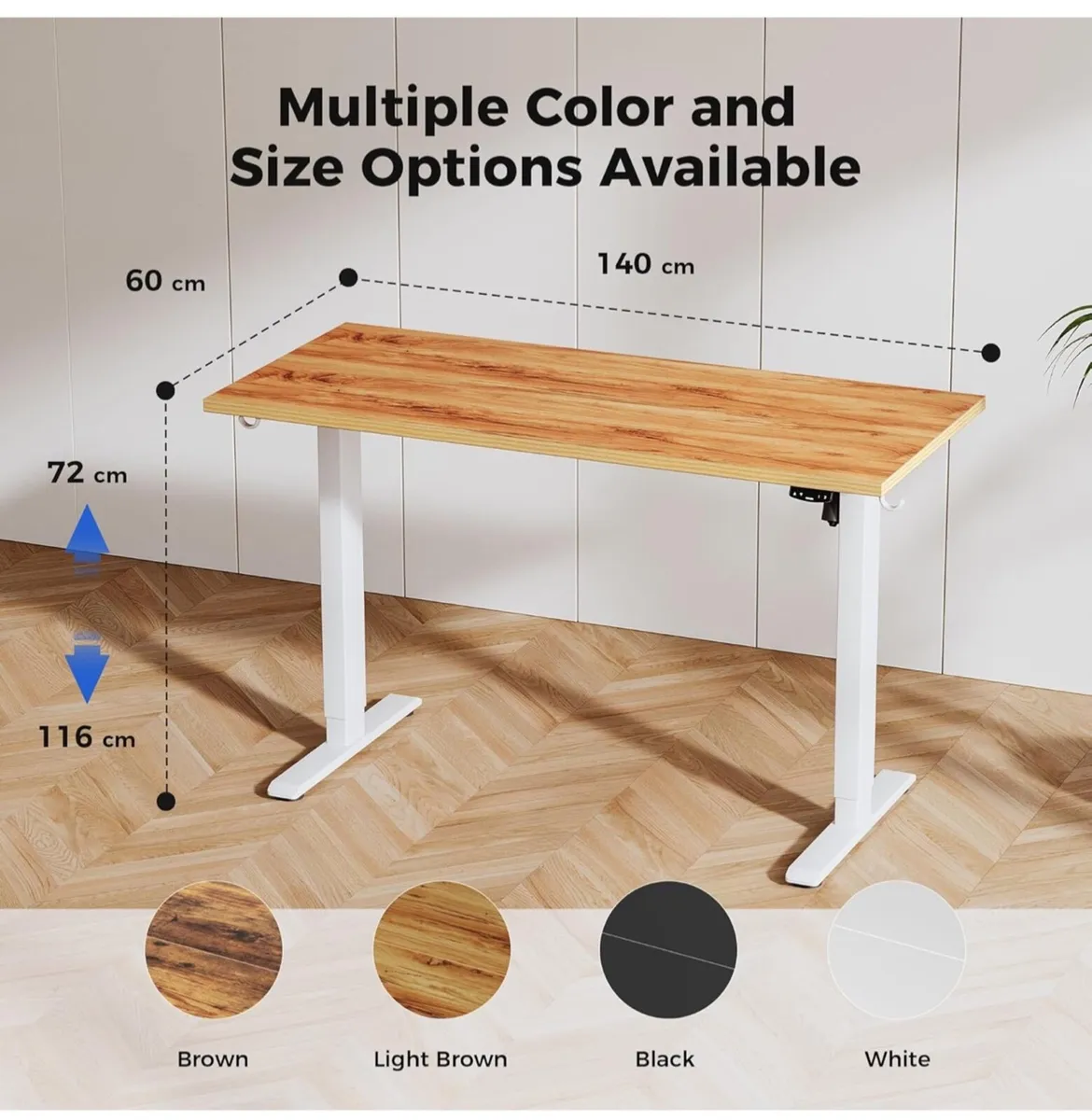 Electric Standing Desk, 140 x 60 cm Height Adjusta - Image 1