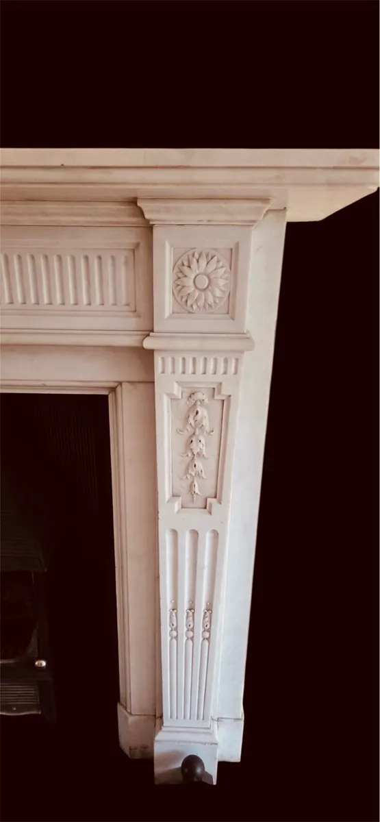 Antique carved marble fireplace - Image 2
