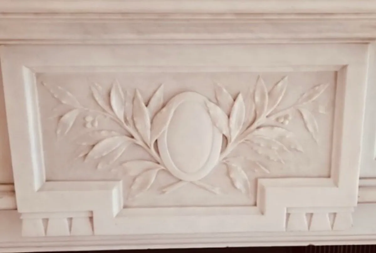 Antique carved marble fireplace - Image 4
