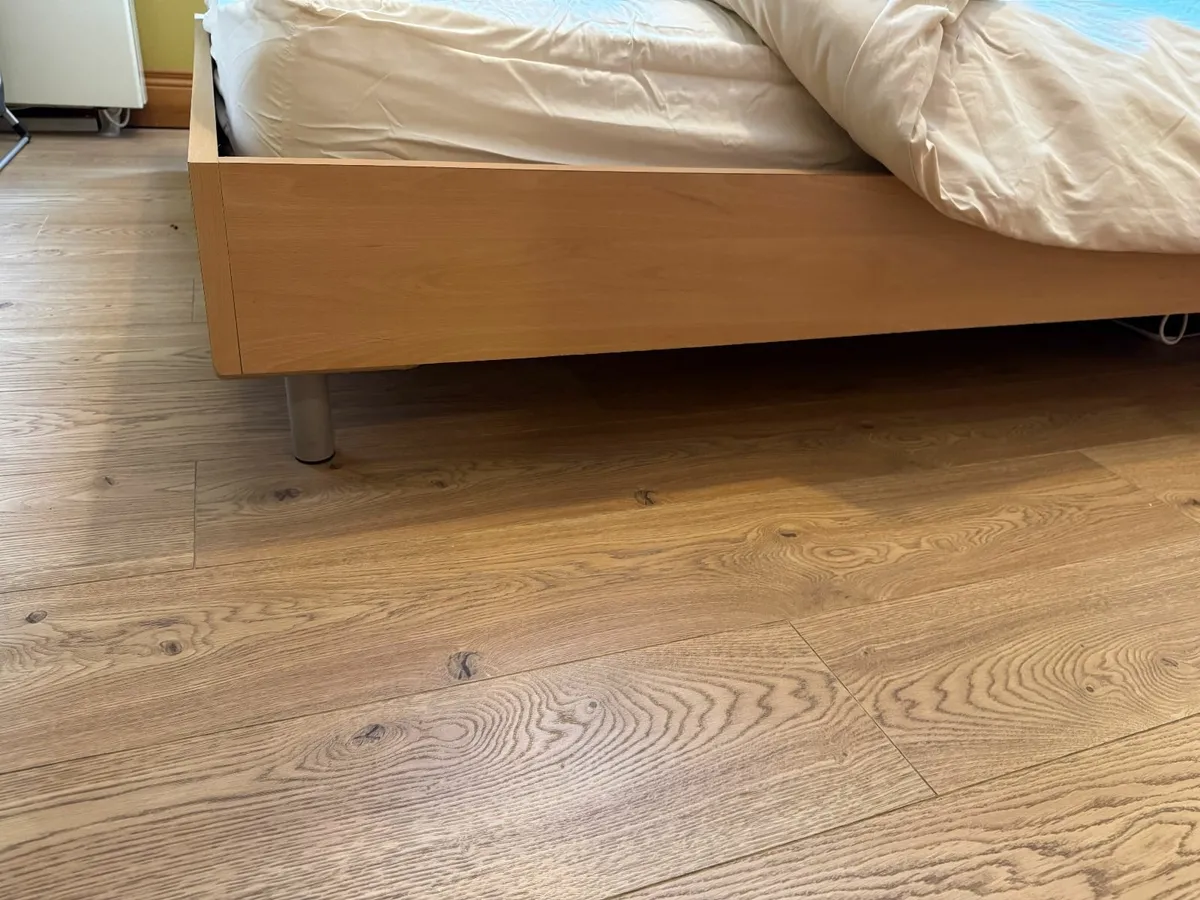 Oak wooden frame double bed (frame only) - Image 3