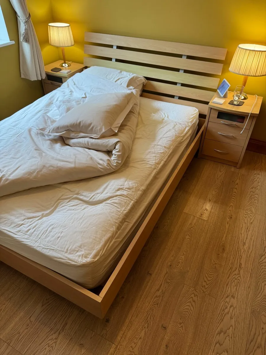 Oak wooden frame double bed (frame only) - Image 1