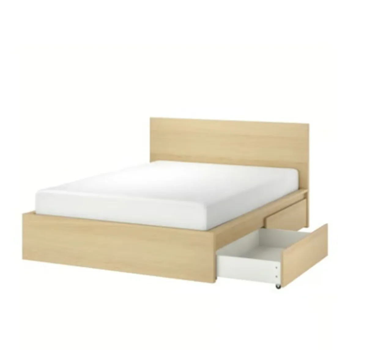 Ikea Malm Single Bed White Stained Oak plus 2 drws - Image 1