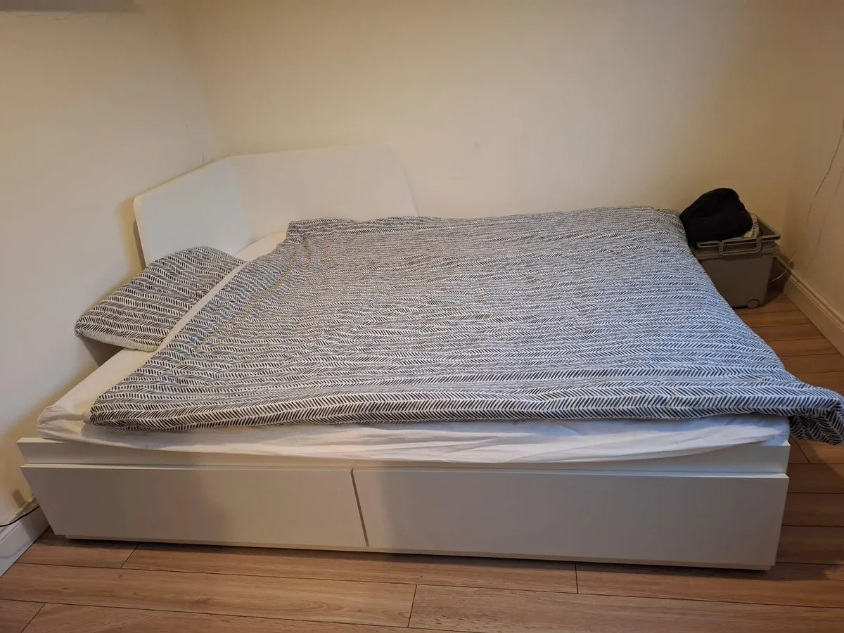 Flekke Ikea day-bed frame with 2 drawers, white - Image 2
