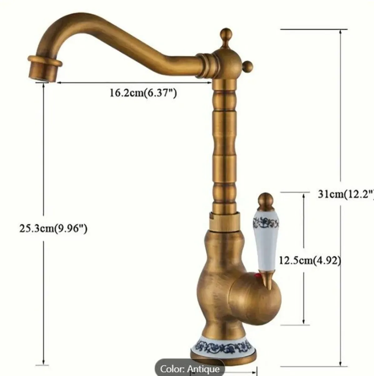 Bathroom Faucet Antique Brass & Celadon Porcelain - Image 3