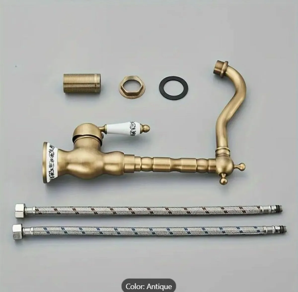 Bathroom Faucet Antique Brass & Celadon Porcelain - Image 4