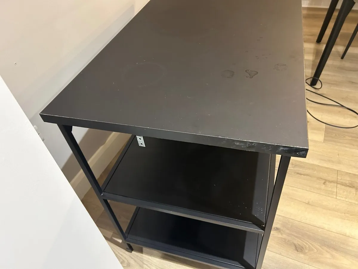Metal shelving unit with wooden counter top - Image 3