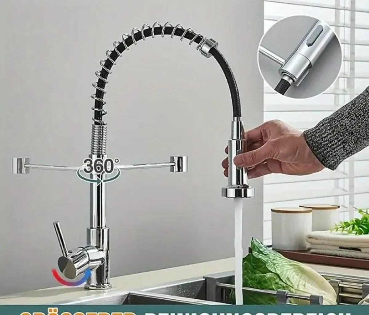 High-Pressure Chrome Kitchen Faucet Tap - Image 1