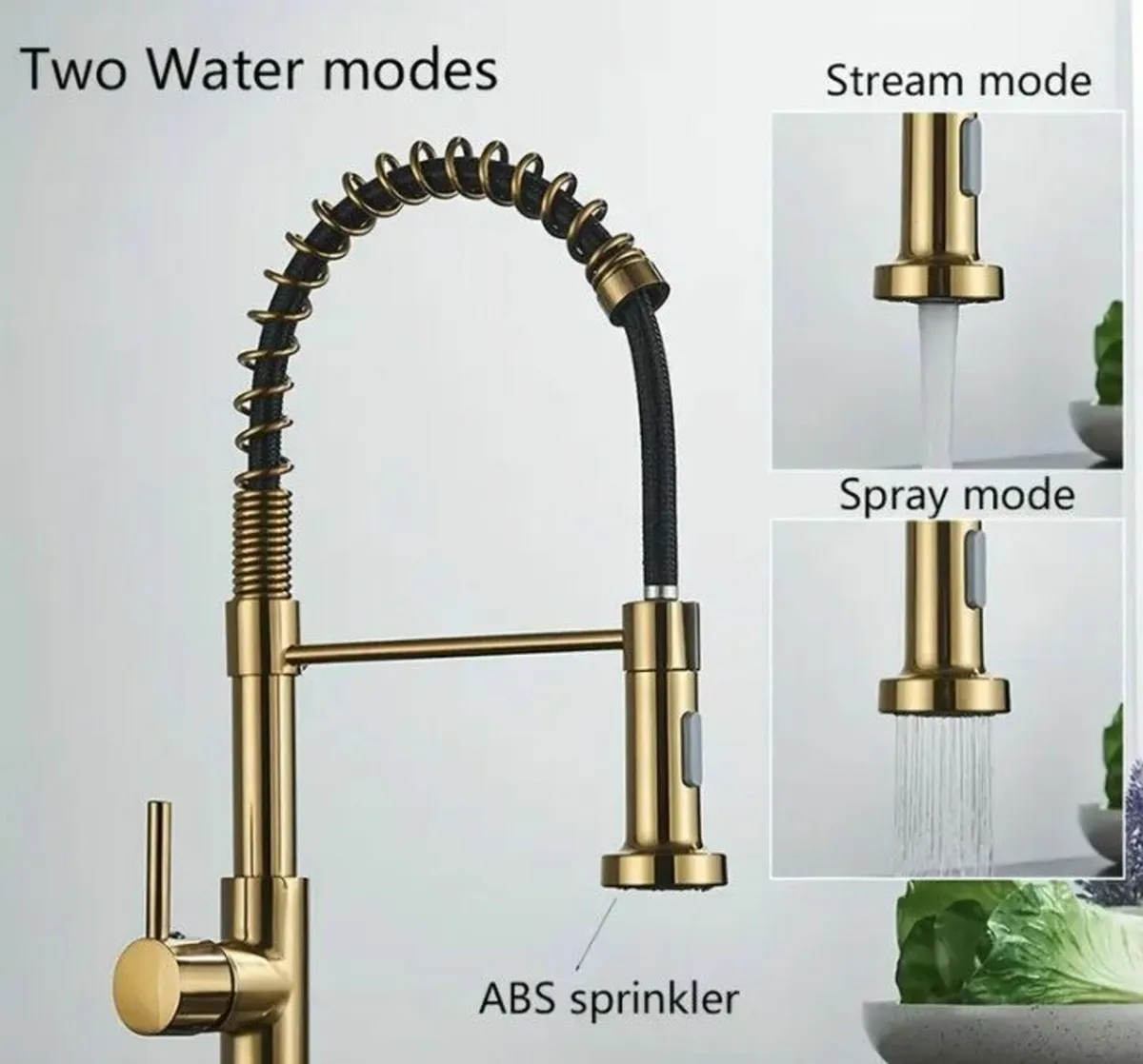 Gold Pull-Down Kitchen Faucet 360 Swivel Spout - Image 4