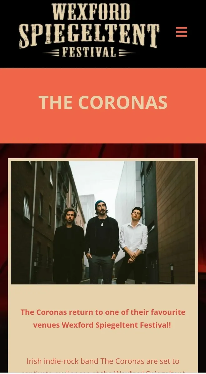 2 tickets for The Coronas, Wexford . 25th October - Image 1