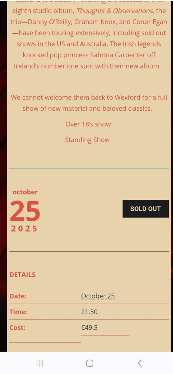 2 tickets for The Coronas, Wexford . 25th October - Image 2