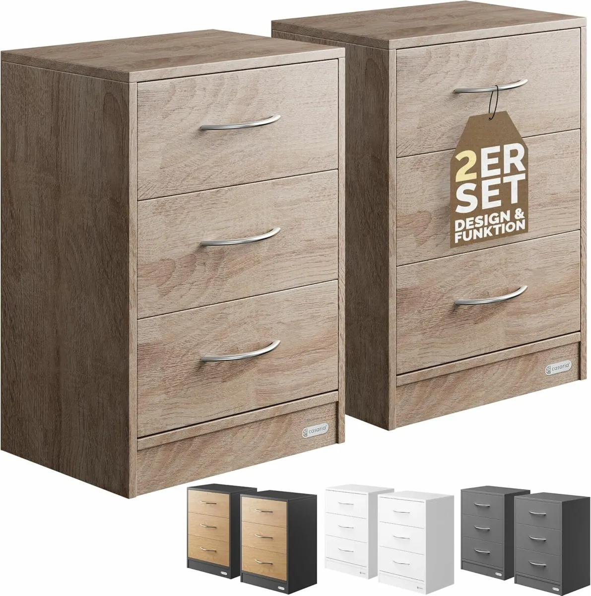 Set of 2 bedside lockers bedside drawers bedside - Image 1