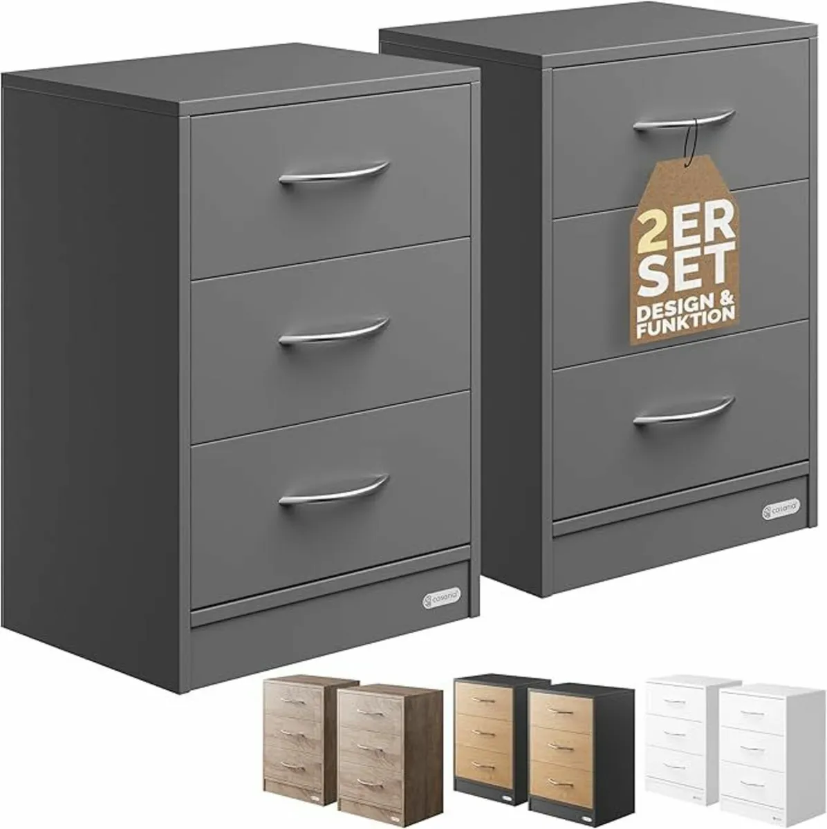 Set of 2 bedside lockers bedside drawers bedside t - Image 4