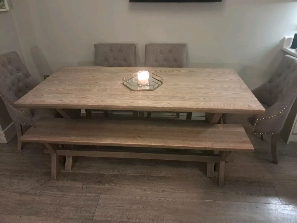 Table, Chairs with Seating Bench - Image 1