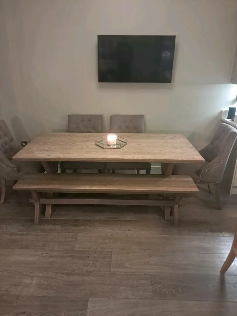 Table, Chairs with Seating Bench - Image 3