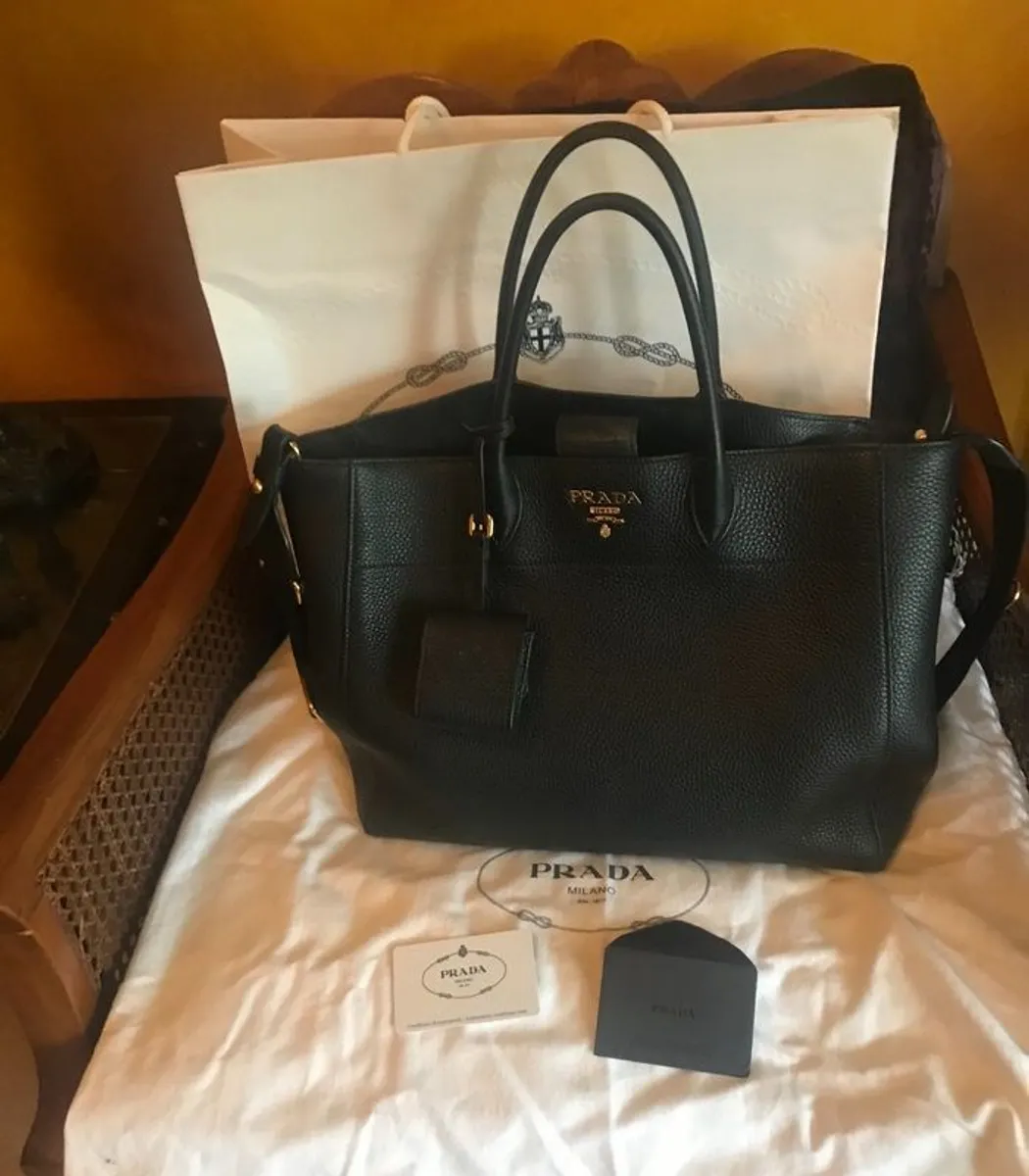 Authentic PRADA Large Black Tote Bag Crossbody  Strap - Image 1