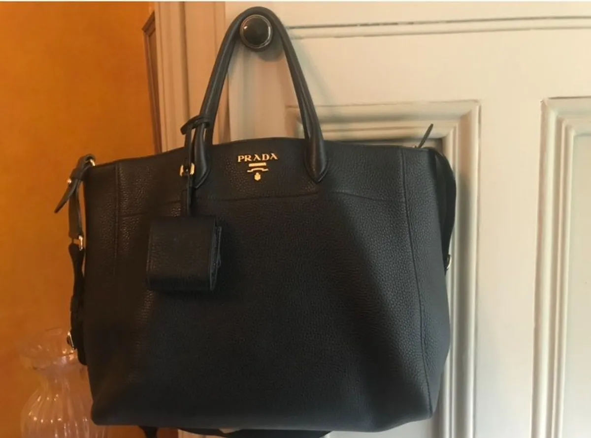 Authentic PRADA Large Black Tote Bag Crossbody  Strap - Image 2