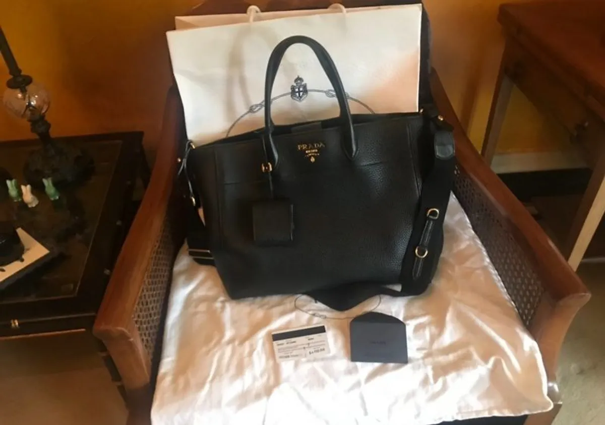 Authentic PRADA Large Black Tote Bag Crossbody  Strap - Image 3