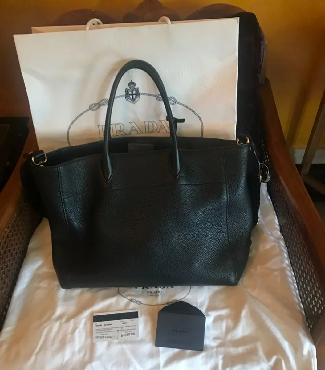 Authentic PRADA Large Black Tote Bag Crossbody  Strap - Image 4