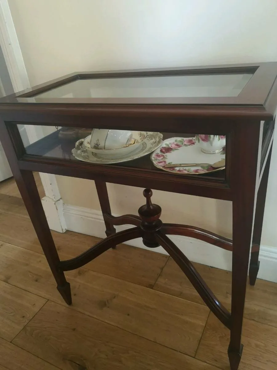 Brand New Mahogany Glass Display Console Table - Image 1
