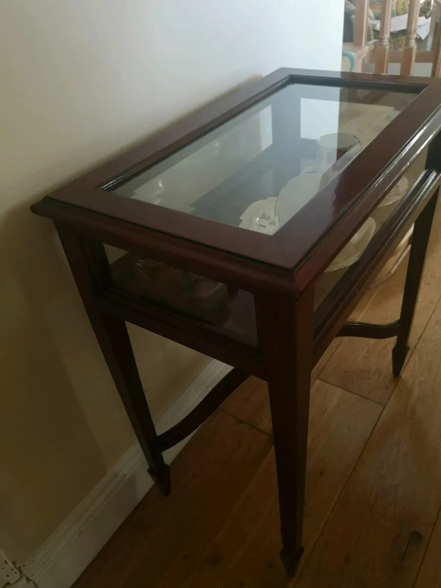 Brand New Mahogany Glass Display Console Table - Image 2