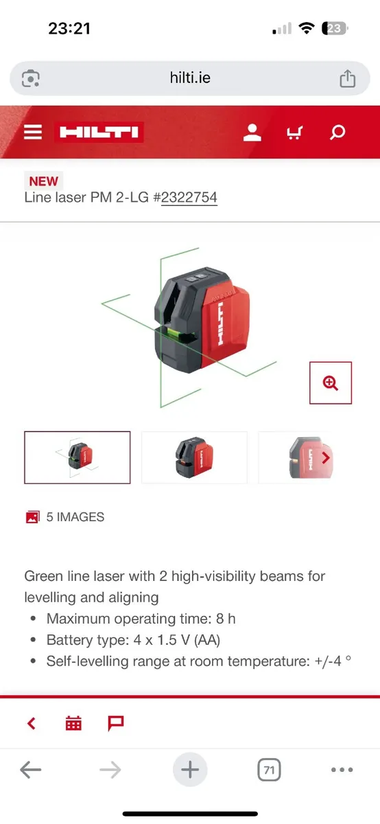 HILTI Green Light Laser Level - Image 3