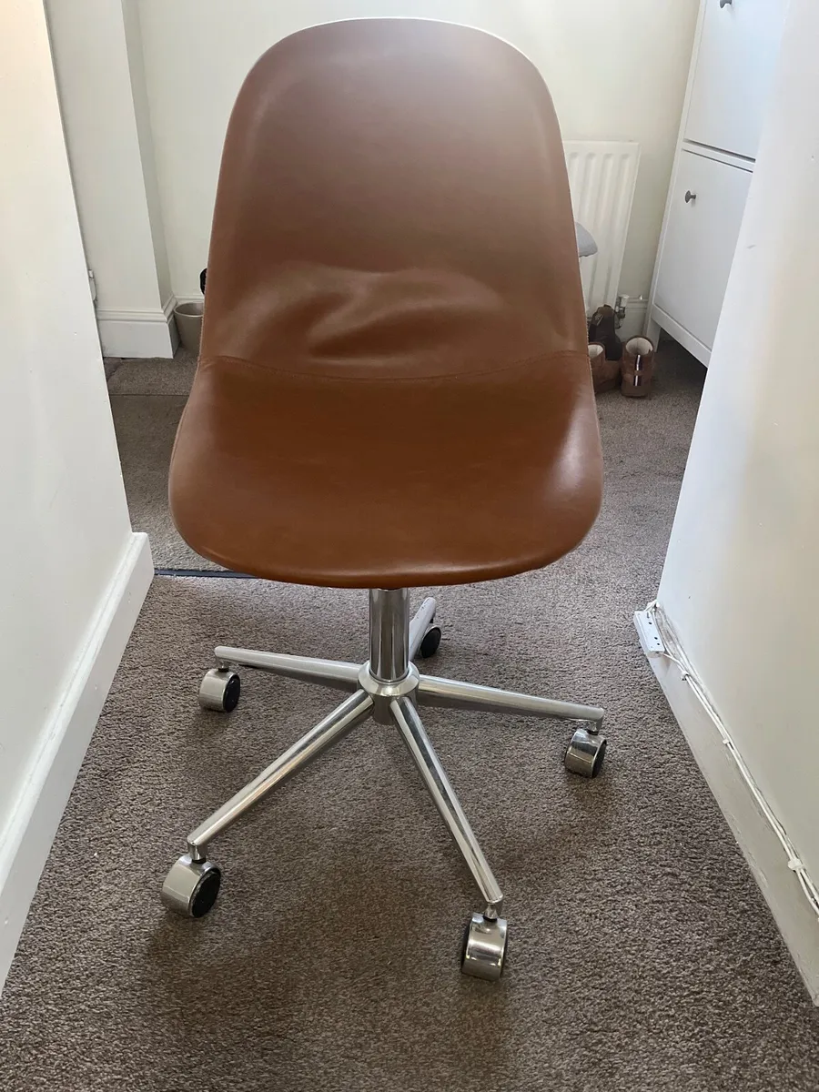 Brown Faux Leather Office chair - Image 1