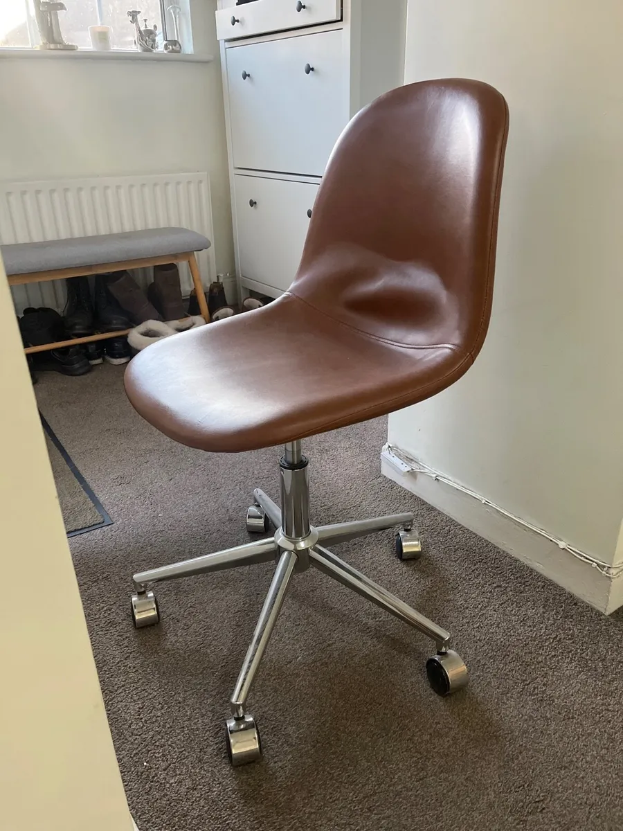 Brown Faux Leather Office chair - Image 2